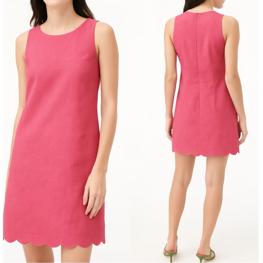 NWT J Crew Basketweave scallop-edge dress Sz 0 lining ripped